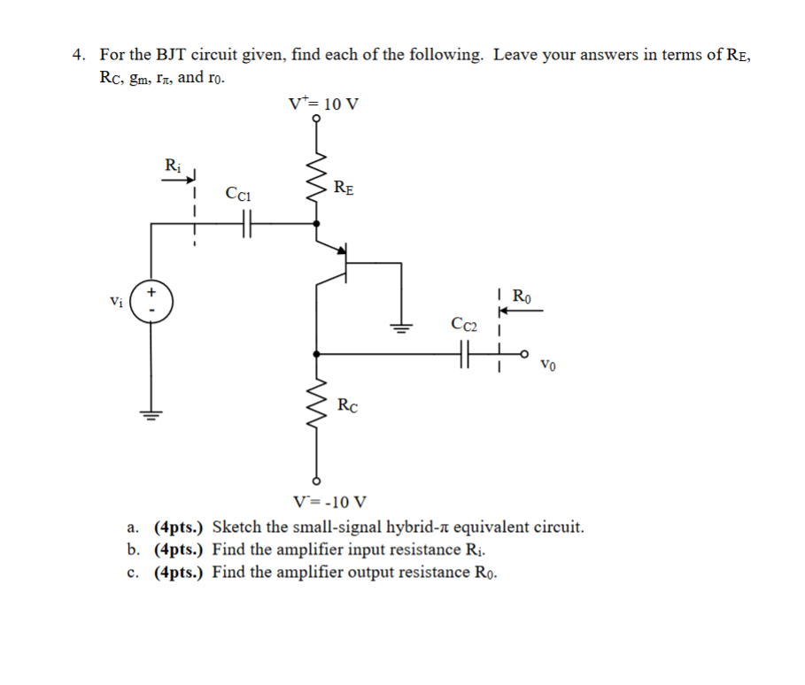 Solved 4. For the BJT circuit given, find each of the | Chegg.com