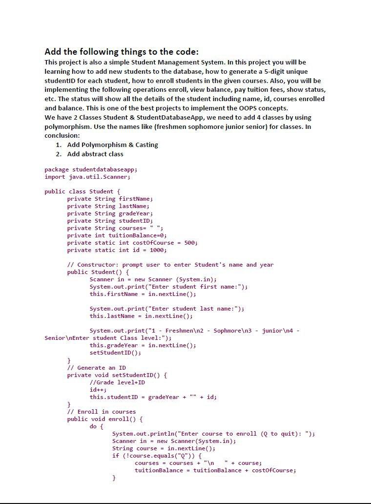 Add the following things to the code: This project is | Chegg.com