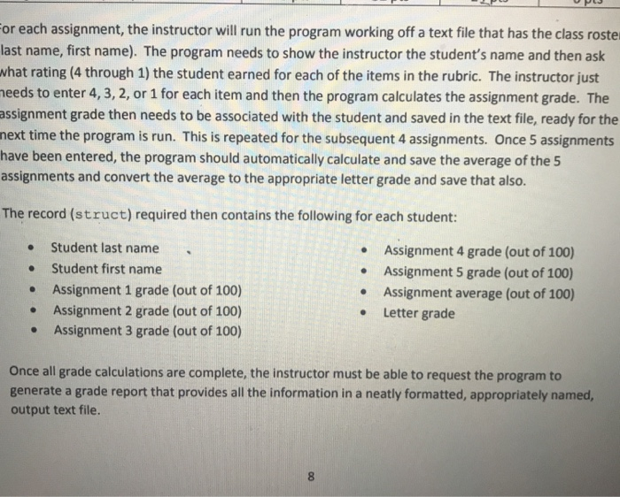 Solved Rubric Grading and Reporting Write a program to | Chegg.com