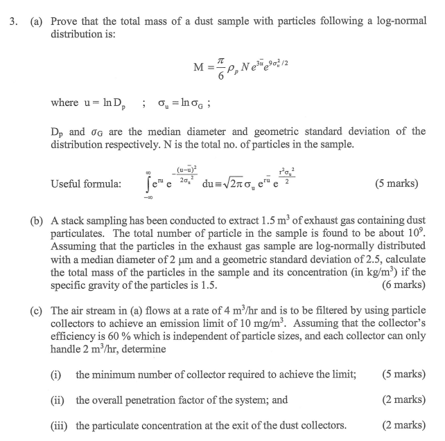 Solved (a) Prove that the total mass of a dust sample with | Chegg.com