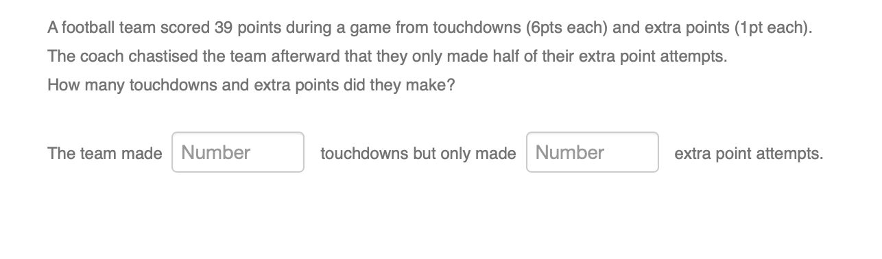 Solved A football team scored 39 points during a game from | Chegg.com