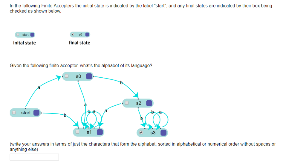 Solved In the following Finite Accepters the initial state | Chegg.com
