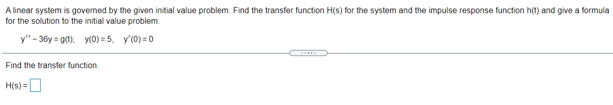 Solved A linear system is governed by the given initial | Chegg.com