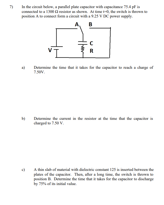 Solved In the circuit below, a parallel plate capacitor with | Chegg.com