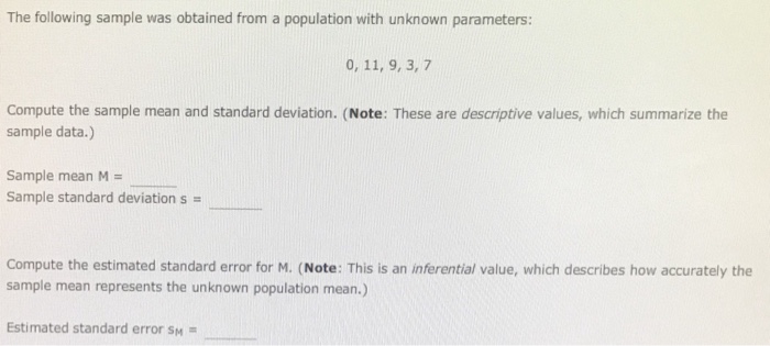 Solved The following sample was obtained from a population | Chegg.com