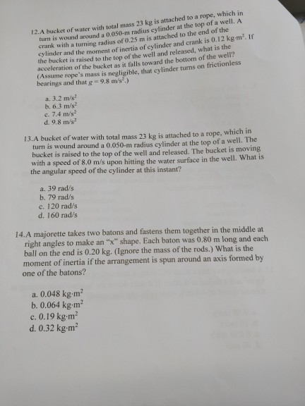 solved-12-a-bucket-of-water-with-total-mass-23-kg-is-chegg