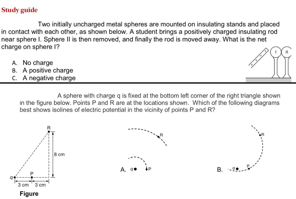 Solved Study Guide Two Initially Uncharged Metal Spheres Are | Chegg.com