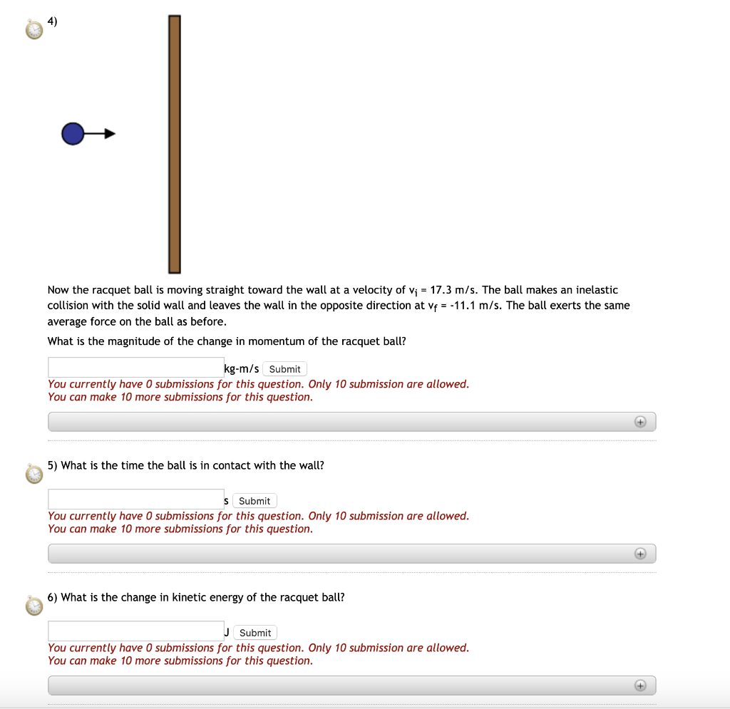 Solved Ball Hits Wall 2 3 4 5 6 7 A racquet ball with mass