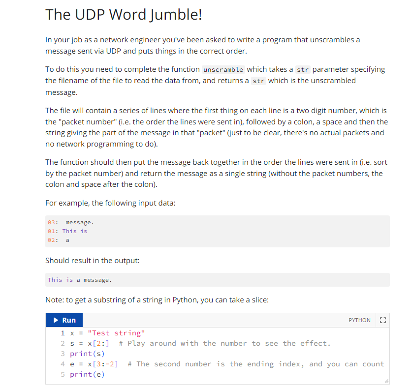 Solved The UDP Word Jumble! In your job as a network | Chegg.com