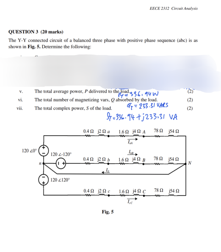 Solved EECE 2312 Circuit Analysis QUESTION 3 (20 marks) The