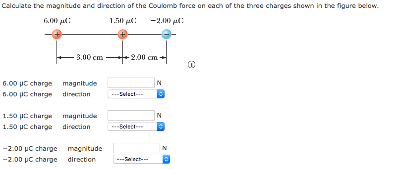 Solved Calculate the magnitude and direction of the Coulomb | Chegg.com