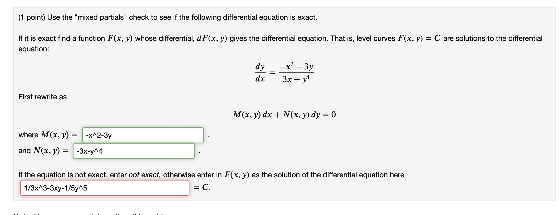 Solved (1 ﻿point) ﻿Use the 