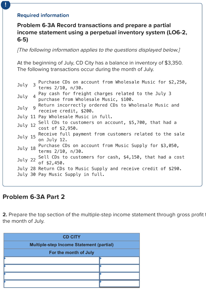 Solved Problem 6-3A Record Transactions And Prepare A