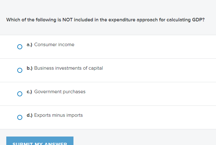 which of the following is included in calculating gdp