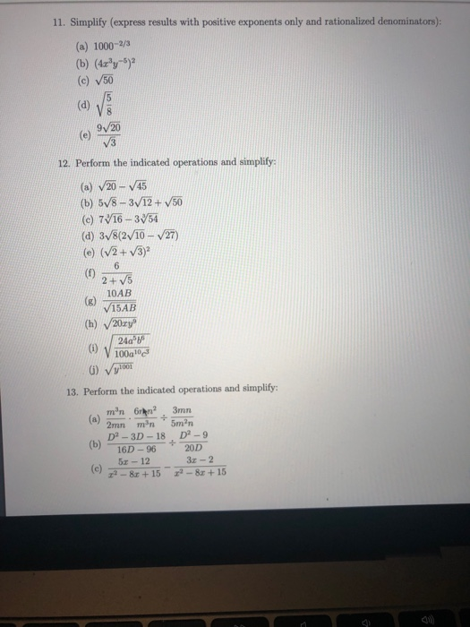 Solved 11. Simplify (express results with positive exponents | Chegg.com