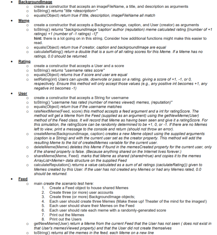 Solved Add these requirements to the classes in Java | Chegg.com