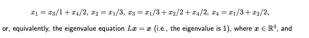 x1=x3/1+x4/2,x2=x1/3,x3=x1/3+x2/2+x4/2,x4=x1/3+x2/2 | Chegg.com