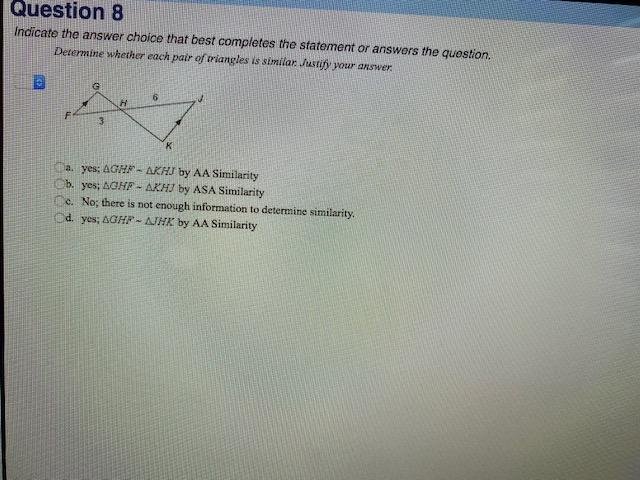 Solved Question 8 Indicate the answer choice that best | Chegg.com