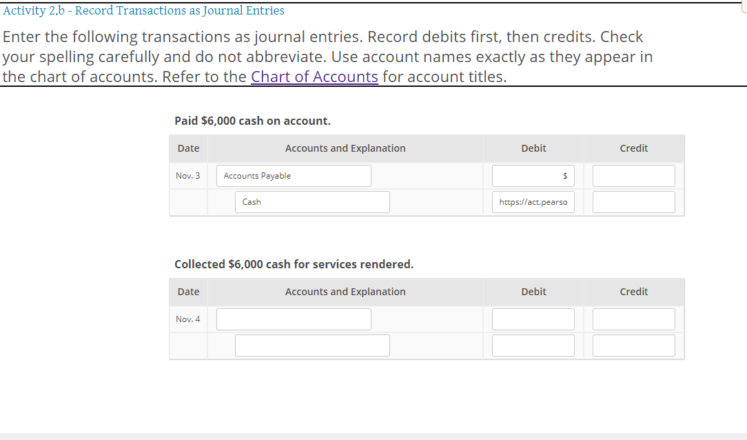 Solved Activity 2.b - Record Transactions as Journal Entries 