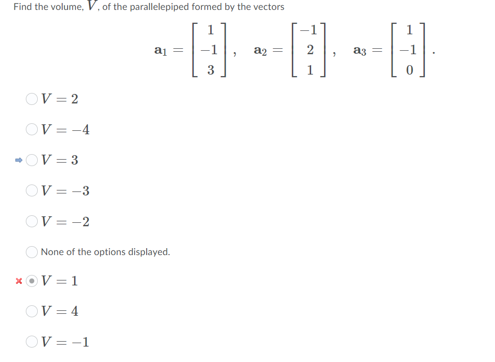 Solved Find the volume, V, of the parallelepiped formed by | Chegg.com