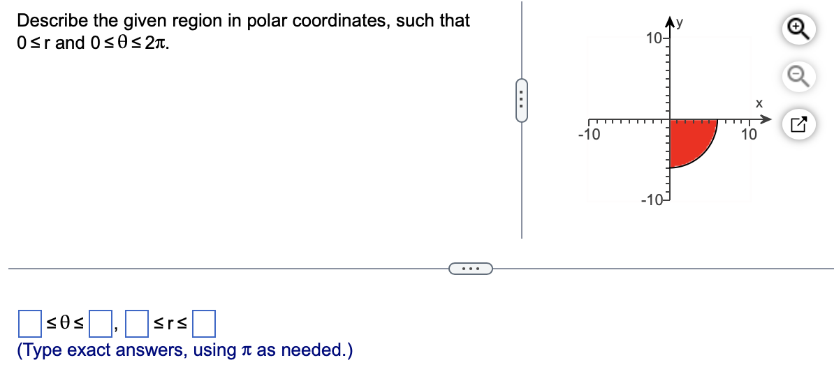 Solved Describe the given region in polar coordinates, such | Chegg.com