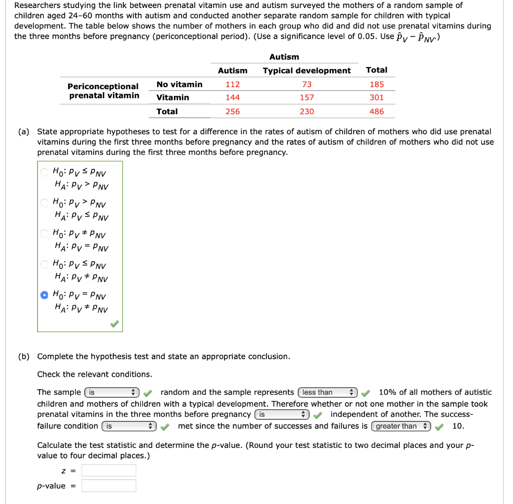 Solved Researchers studying the link between prenatal
