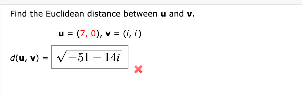Solved Find the Euclidean distance between u and v. | Chegg.com
