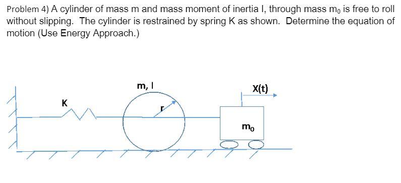 Solved Problem 4) A Cylinder Of Mass M And Mass Moment Of | Chegg.com