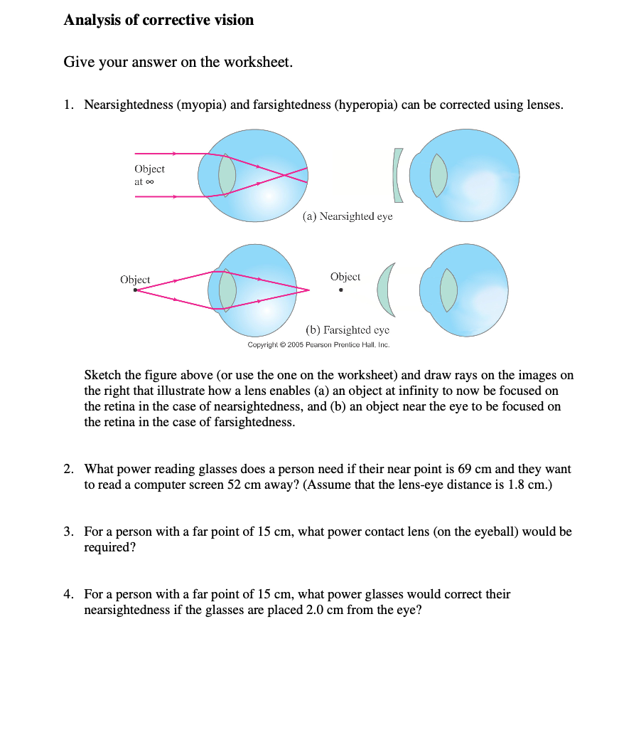 Solved Analysis of corrective vision Give your answer on the | Chegg.com