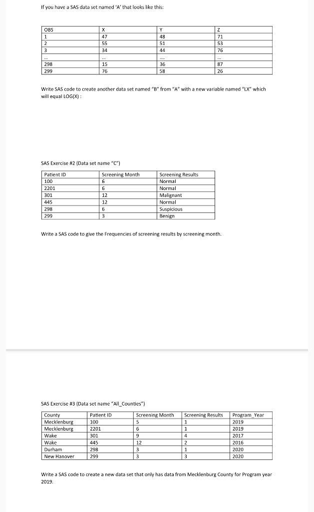 Solved We are to create another data set named "B" from "A"
