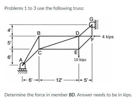 Solved Determine The Force In Member BD. Answer Needs To Be | Chegg.com