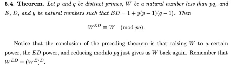 Solved 5.4. Theorem. Let p and q be distinct primes, W be a | Chegg.com