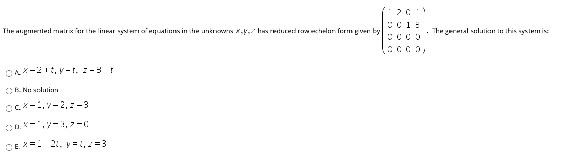 Solved The augmented matrix for the linear system of | Chegg.com
