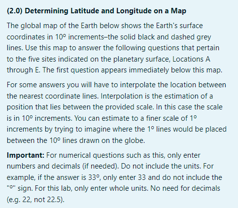 Solved (1.0) Latitude and Longitude Basics Using the image | Chegg.com