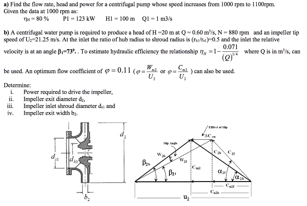 Solved a) Find the flow rate, head and power for a
