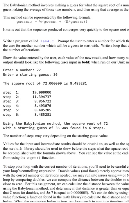 Solved The Babylonian method involves making a guess for | Chegg.com