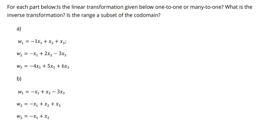 Solved For Each Part Below:Is The Linear Transformation | Chegg.com