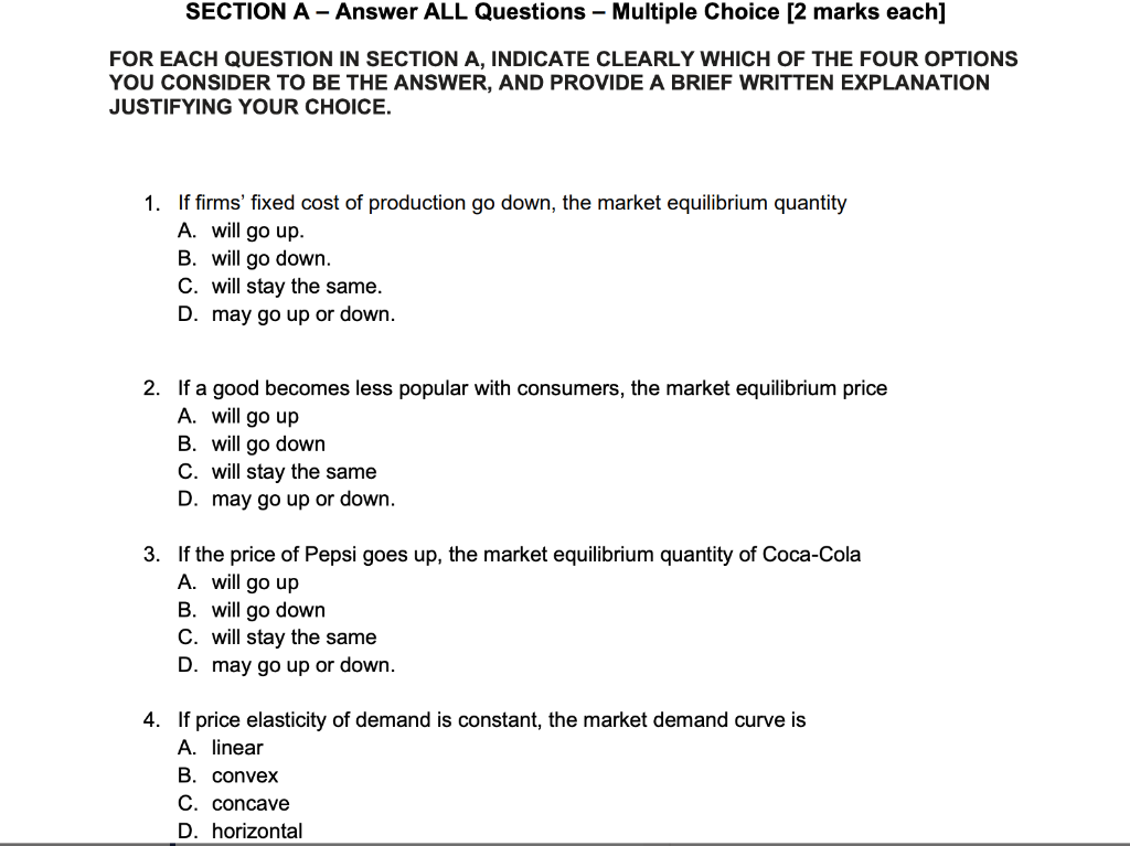 Solved SECTION A- Answer ALL Questions - Multiple Choice [2 | Chegg.com