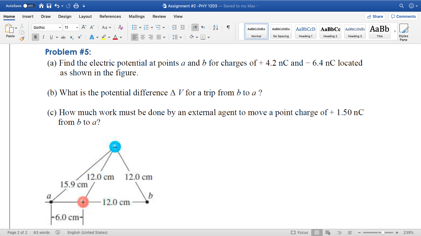 Solved AutoSave OFF A S 5 = W Assignment #2 PHY 1203 Chegg com Solved AutoSave OFF A S 5 = W Assignment #2 PHY 1203 Chegg com