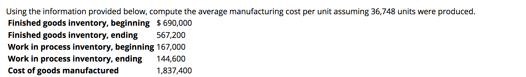 Solved Using The Information Provided Below Compute The Chegg