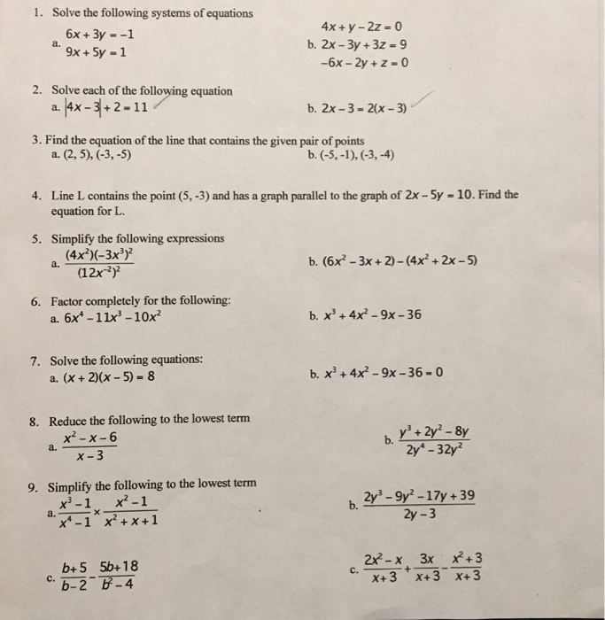 solved-1-solve-the-following-systems-of-equations-6x-3y-1-chegg