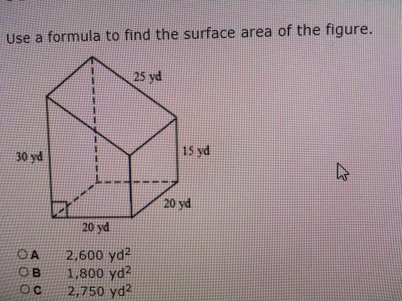Solved Use a formula to find the surface area of the figure. | Chegg.com