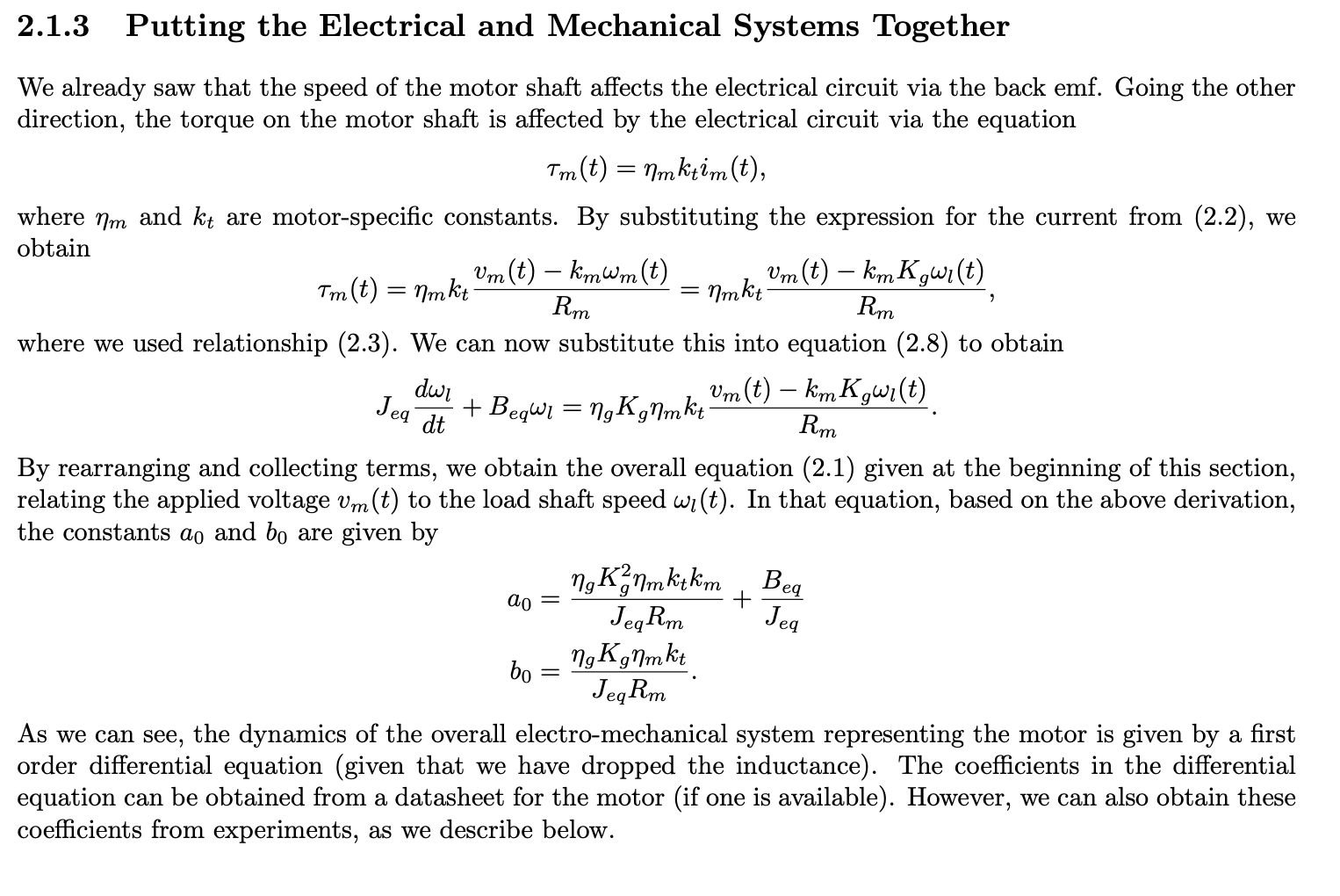 Solved: 2.1 Modeling Via First Principles The Rotary Servo... | Chegg.com