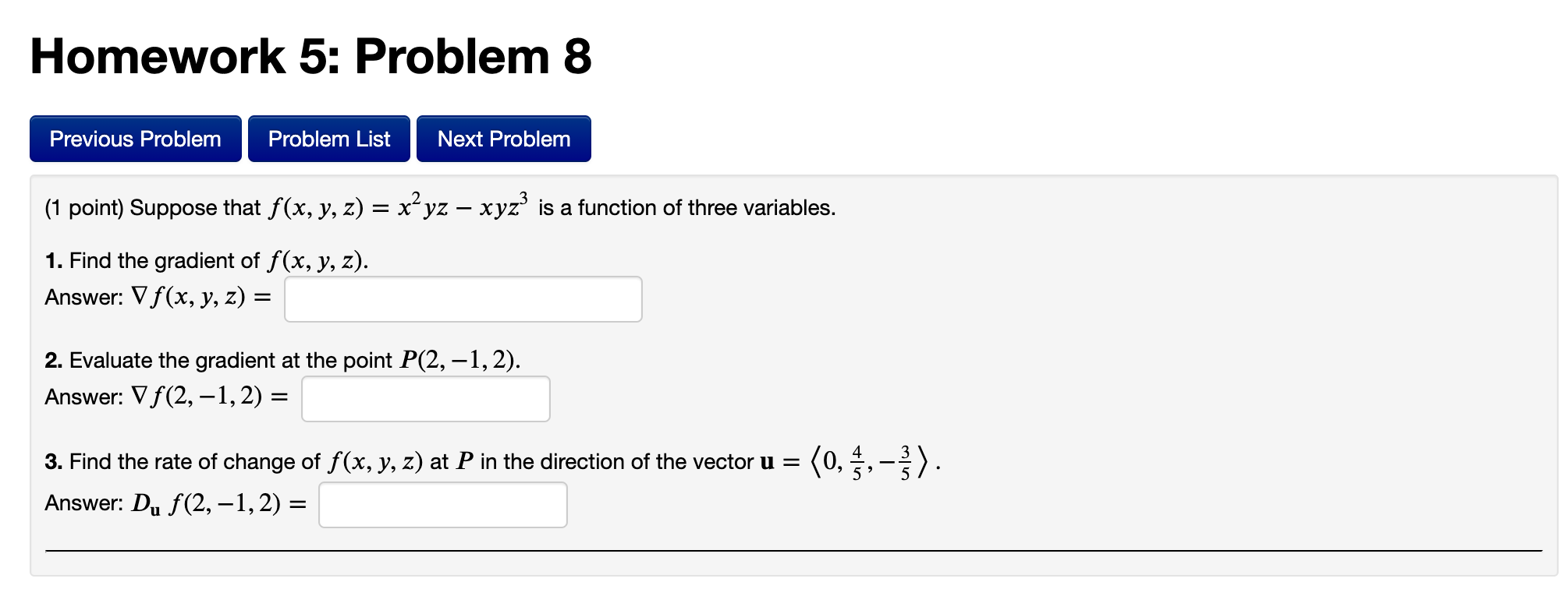 Solved Homework 5: Problem 8 Previous Problem Problem List | Chegg.com
