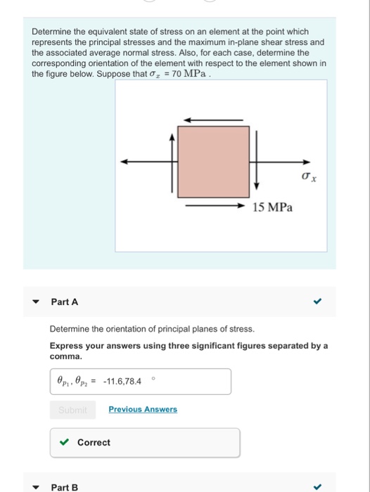 Solved Determine the equivalent state of stress on an | Chegg.com