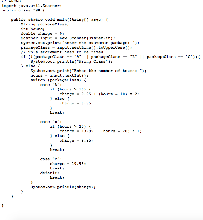 Solved "C")) { import java.util.Scanner; public class ISP { | Chegg.com