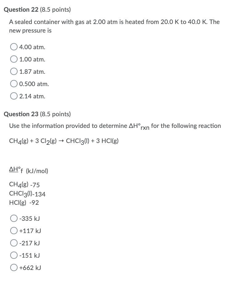 Solved Question 22 (8.5 points) A sealed container with gas | Chegg.com