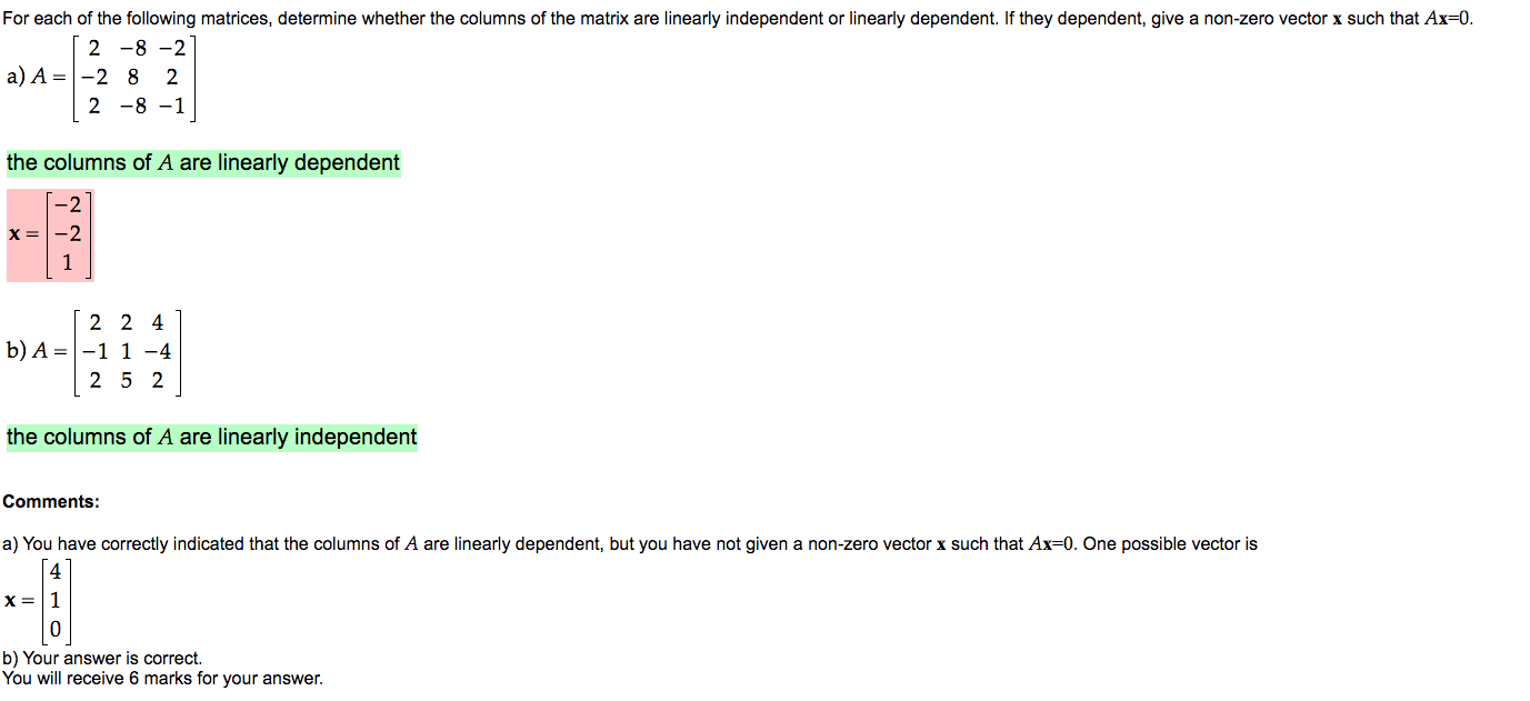 Solved For each of the following matrices, determine whether | Chegg.com