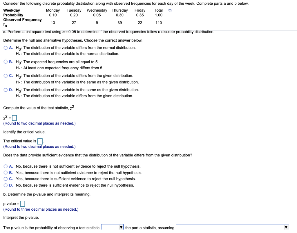 Solved Consider The Following Discrete Probability | Chegg.com