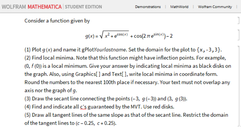 WOLFRAM MATHEMATICA STUDENT EDITION Demonstrations | Chegg.com